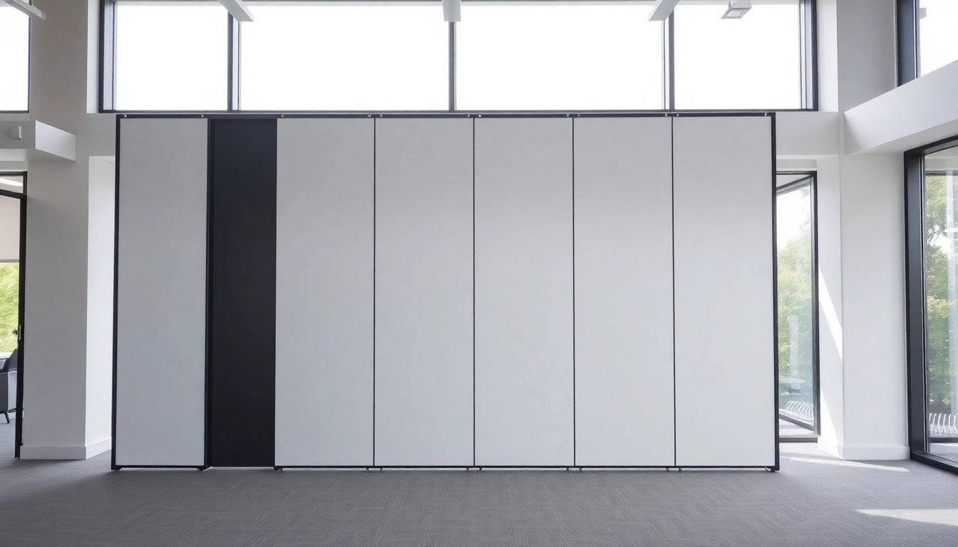 Flexible Folding Partition Wall creating an adaptable workspace in a stylish office.