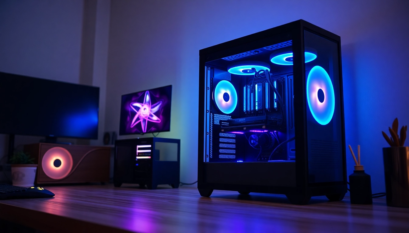 Showcasing a premium PC CASE Manufacturer's latest model with RGB lighting and sleek design.