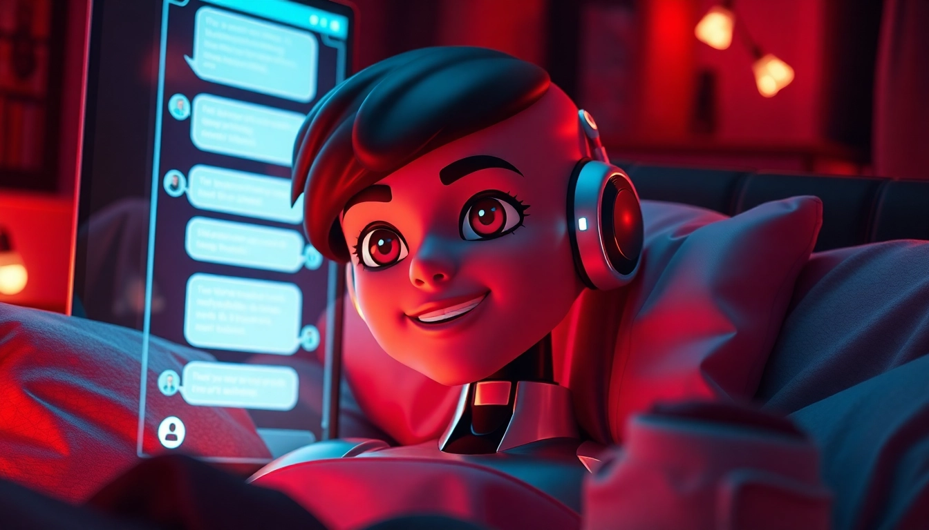 Engage in dirty ai chat with a playful virtual character in a cozy, intimate setting.