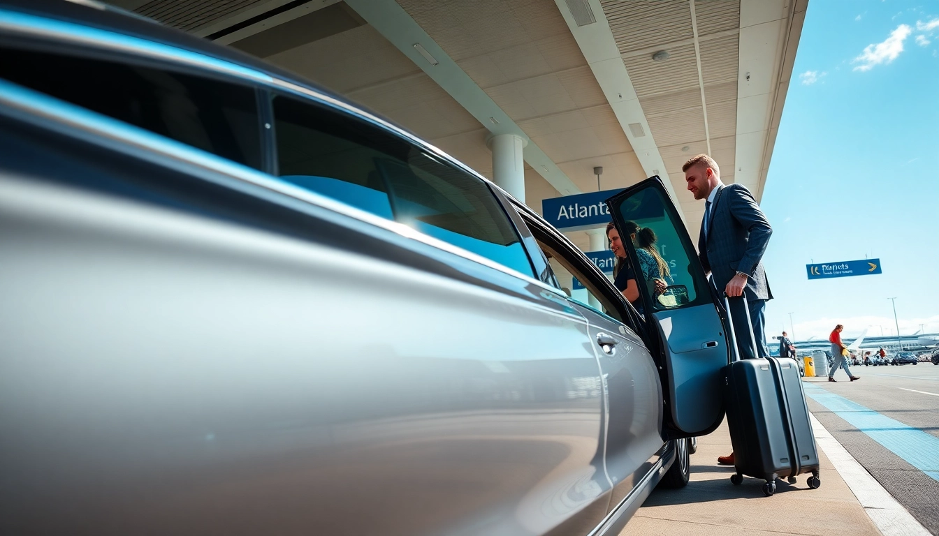 Enjoy premium car service from Atlanta airport with luxury vehicle and professional chauffeur assisting passengers.