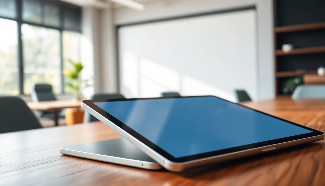 Buy iPad Pro in a professional office setup with a sleek design and natural lighting.