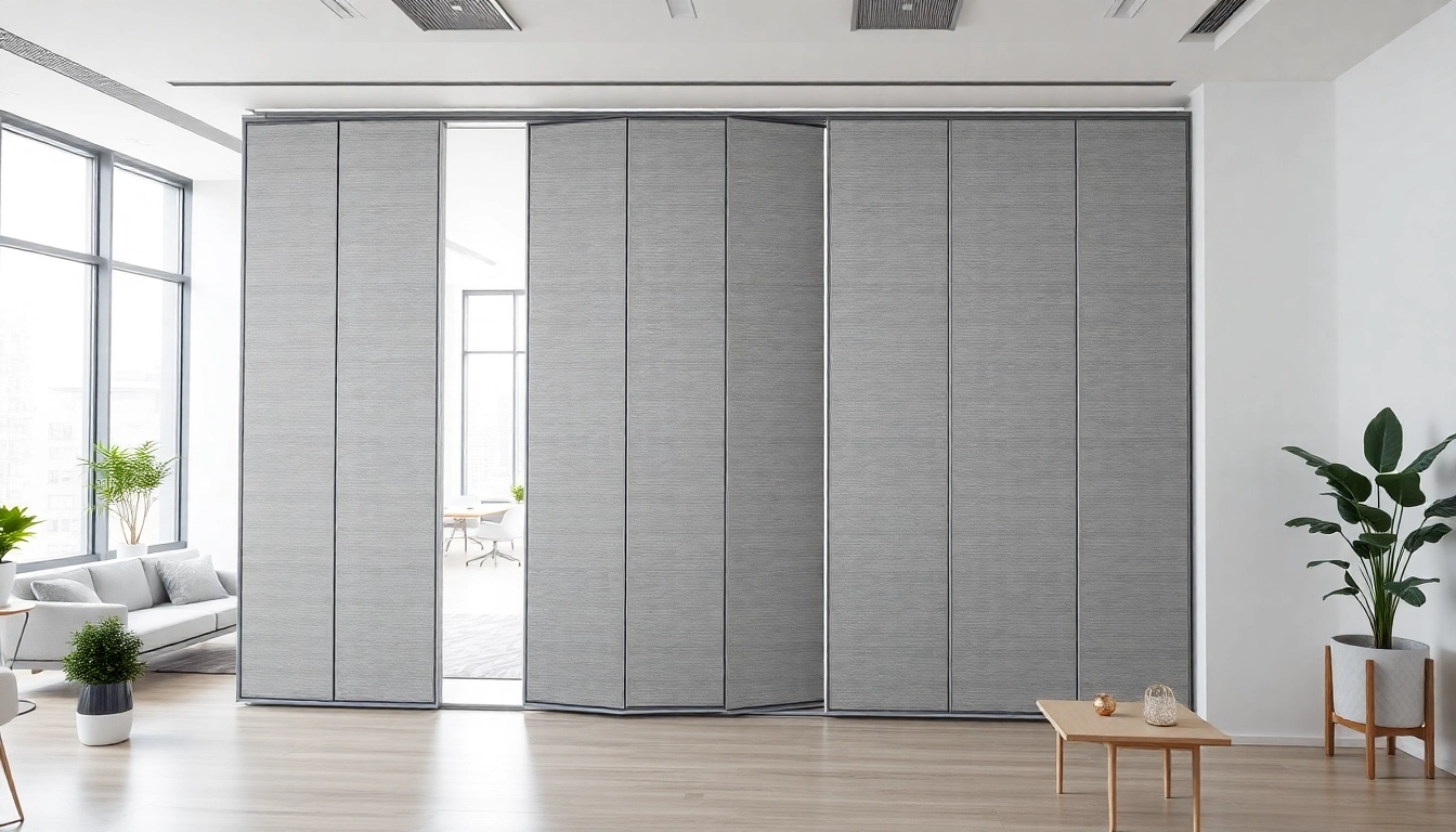 Showcase of a Folding Partition Wall in a contemporary office, highlighting its functionality and design.