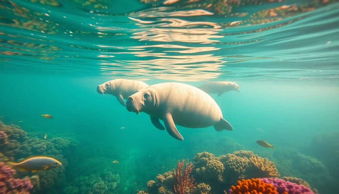 View manatees puerto rico swimming gracefully among vibrant coral reefs.