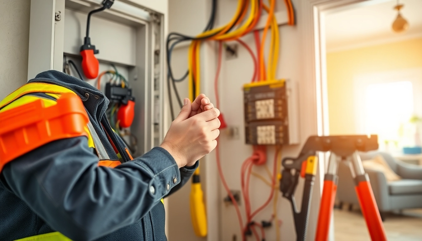 Performing electrical service maintenance on a residential panel by a skilled technician.