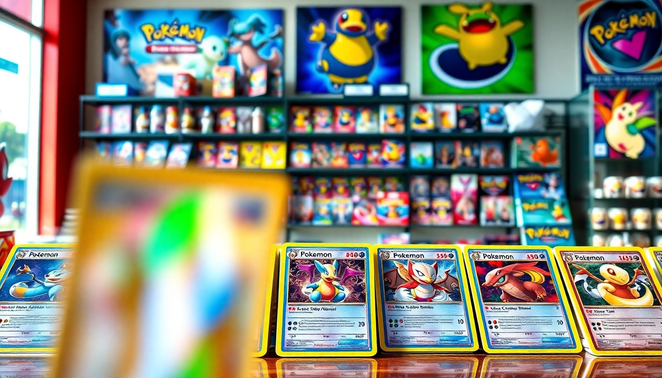 Showcase of Pokemon cards India in a vibrant shop setting, enhancing the collector's experience.