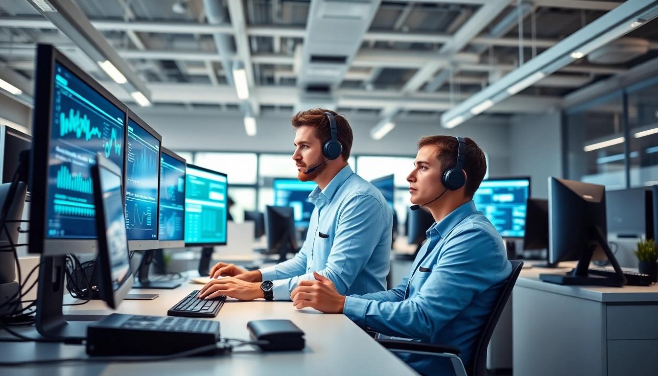 Deliver expert it support service with skilled technicians in a modern office setting.