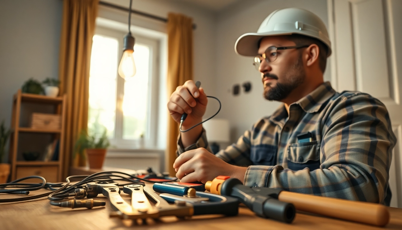 Electrician providing reliable Electrical Service while rewiring a light fixture in a home.
