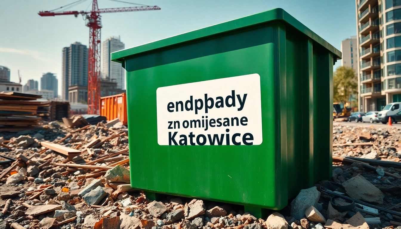 Wynajmij kontener na odpady zmieszane Katowice w miejskim otoczeniu, idealny do wywozu gruzu.
