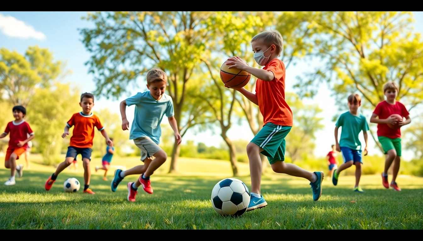 Active boys enjoying Multi Sports Camps for Boys with soccer and basketball, showcasing teamwork.