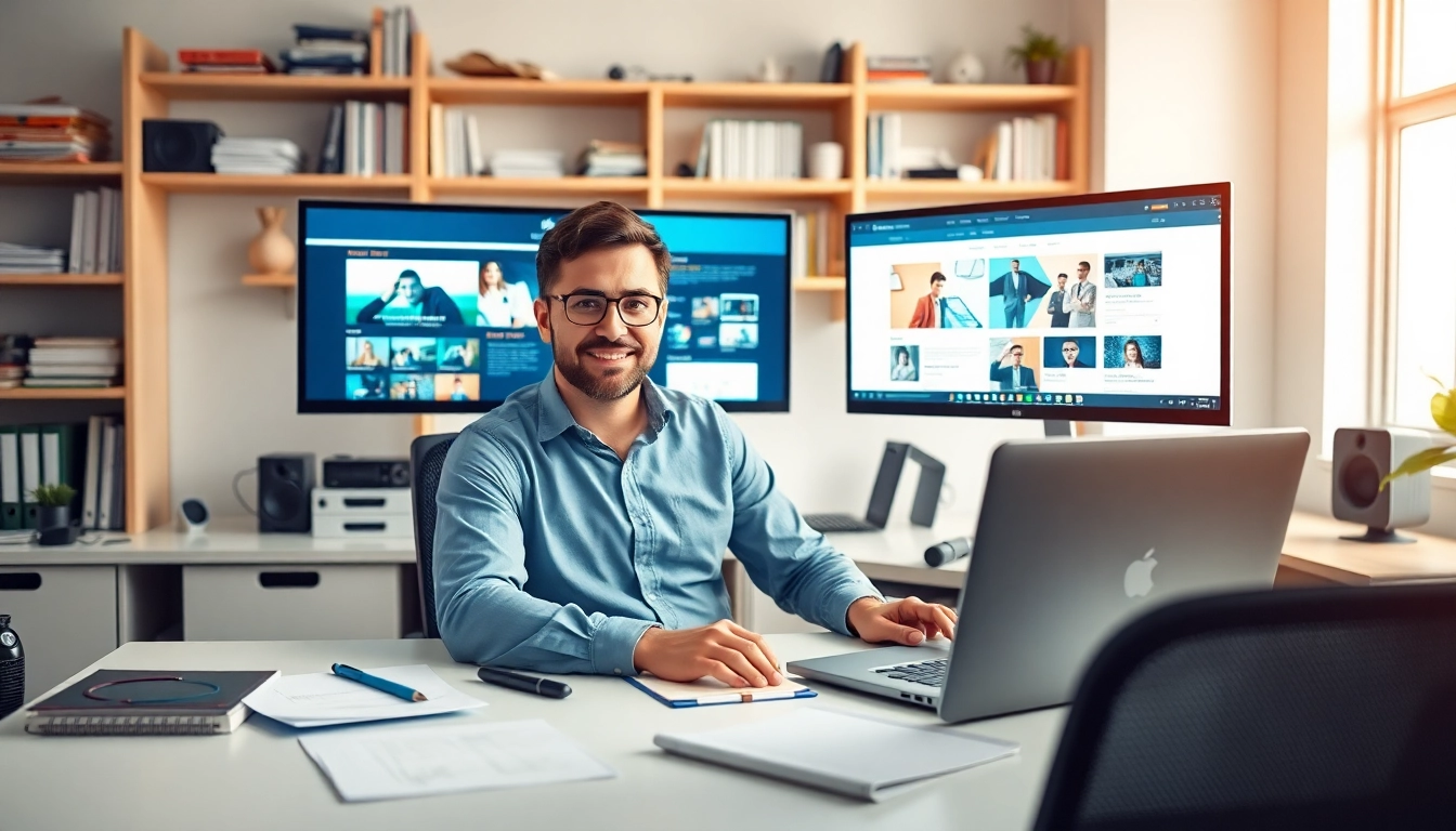 Creating innovative designs for website development kansas city in a bright, professional workspace.