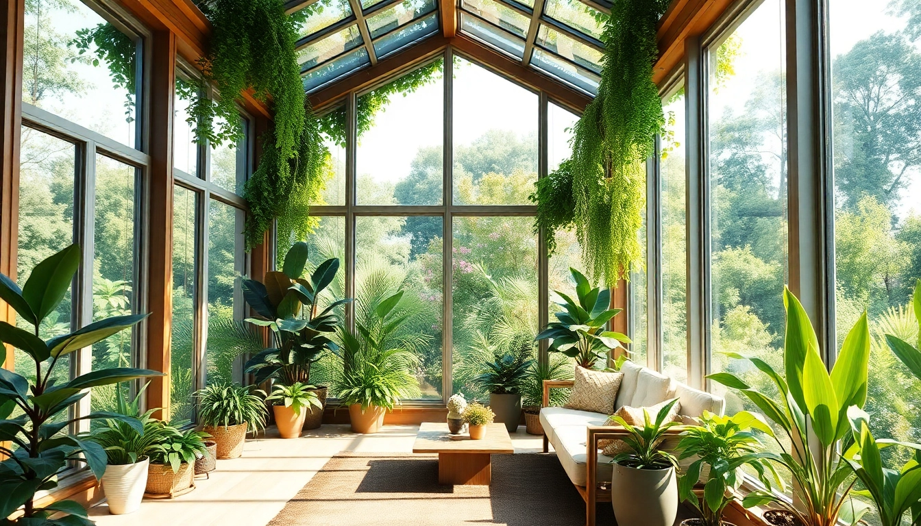 Admiring a real glass sunroom with lush greenery and natural light streaming through.