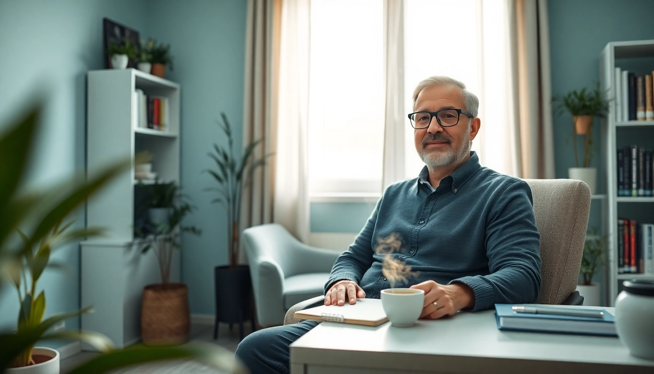 Psychologist providing a calming and professional environment in a therapy session